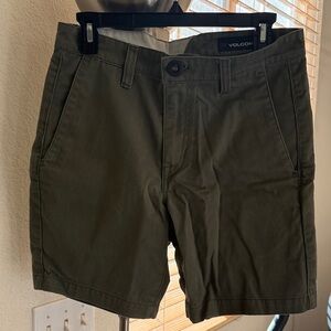 Volcom Men's Olive Flat Front Shorts